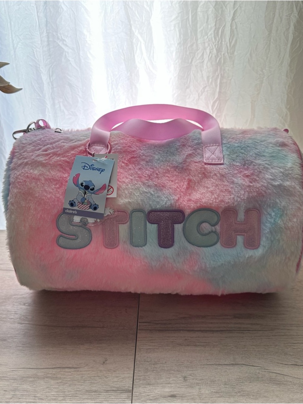 Disney Pastel Pink & Blue Stitch Plush Carry Bag